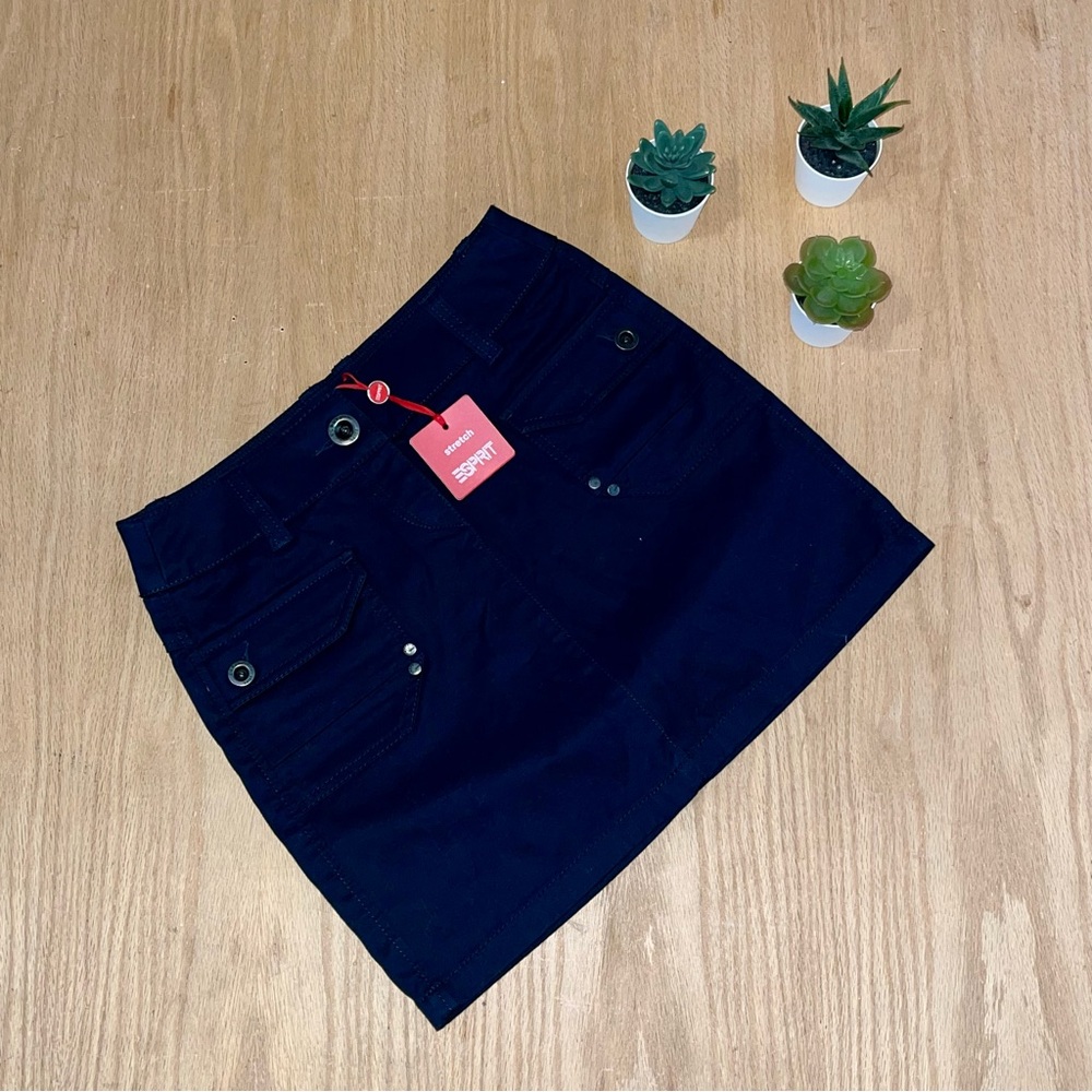 NEW Esprit Navy Cotton Short Skirt with Pockets